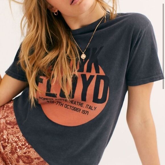 Free People Retrobrand Size S Pink Floyd Band Tee Shirt Gray Distressed Cotton - Picture 8 of 10